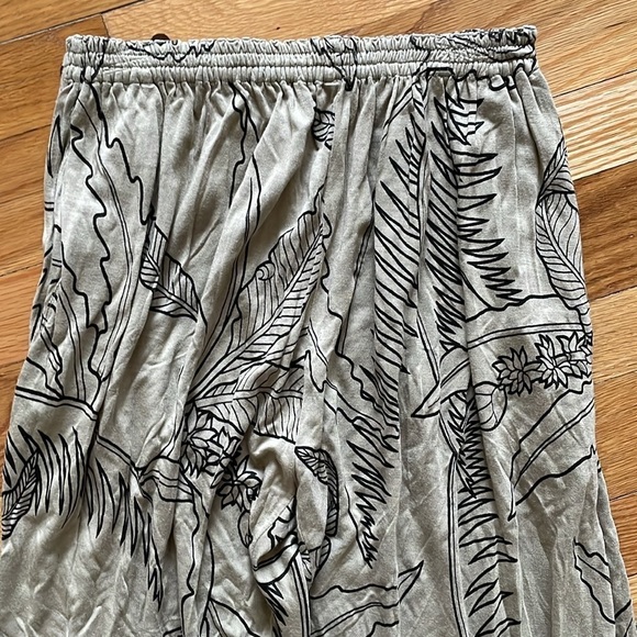 Vintage OK Sam Rayon Knit Elastic Waist Olive Tan Black Tropical Ankle Pants S - Picture 5 of 6